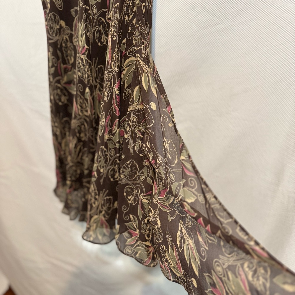 Max Studio Elegant Brown Silk Patterned Top - image 2